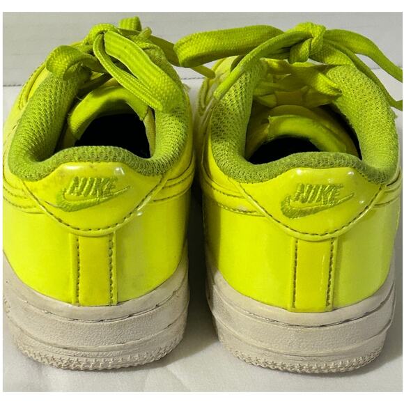 NIKE Toddler Air Force 1 Neon Yellow Sneakers-Patent Leather-Size 9C - Picture 2 of 7